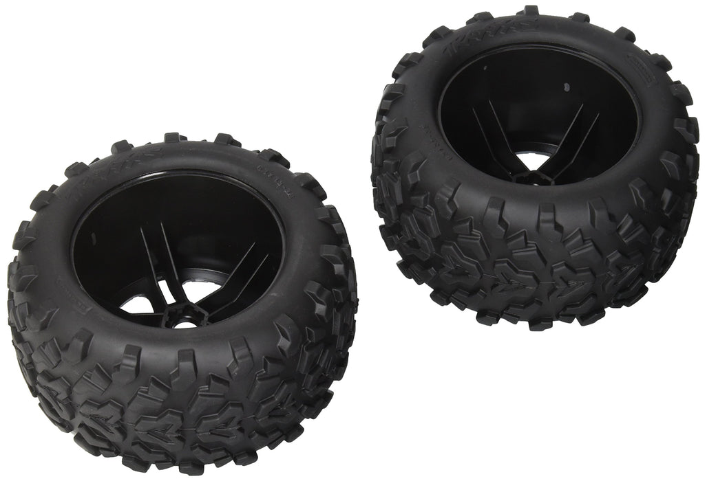 Traxxas 4983A Black Chrome Wheels with Geo Tire 17mm Maxx and Revo 2-Piece