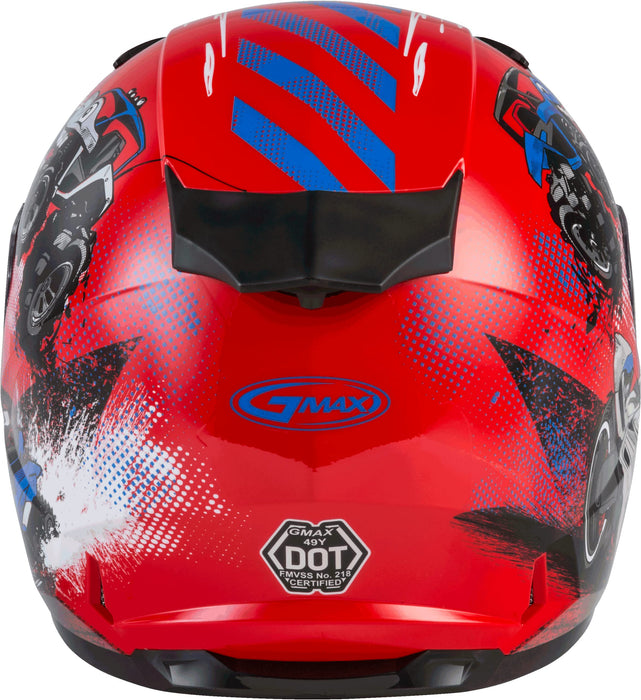 Gmax Gm-49Y Beasts Youth Full-Face Cold Weather Helmet (Red/Blue/Grey, Youth Medium) G24911371