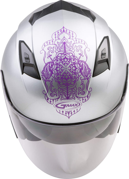 GMAX OF-77 Adult Eternal Open-Face Motorcycle Helmet - Silver/Violet/X-Large