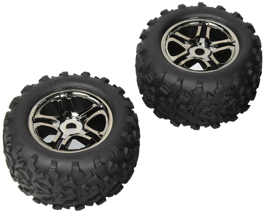 Traxxas 4983A Black Chrome Wheels with Geo Tire 17mm Maxx and Revo 2-Piece