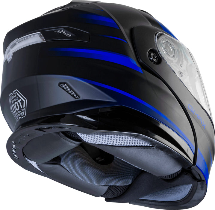 GMAX MD-01S Descendant, DOT Approved Modular Helmet, Dual Lens Shield for Snow & Motor Sports, (Matte Black/Blue, X-Large)