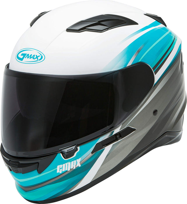 FF-98 Full-FACE Osmosis, Full-Face Motorcycle Helmet, DOT- and ECE- Approved for Street Riding and More (Matte White/Teal/Grey, Medium)