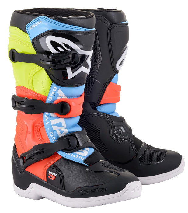 Alpinestars Tech 3S Youth Boots Blk/Ylw Fluo/Red Fluo (Size 7) (2014018-1538-7)