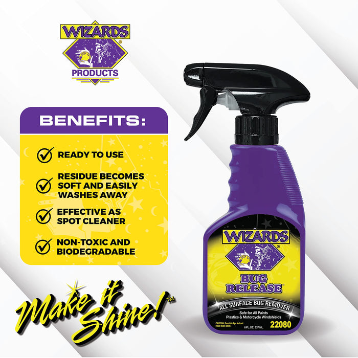 Wizards Presoak Bug Release for Motorcycles - Easy-to-Use Effective Dirt Removal Spray - Spot Cleaner for Motorcycles & All Surfaces - 8 fl oz