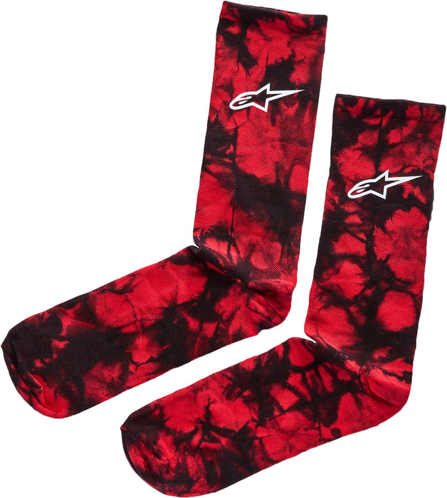 Alpinestars 1230-94950-30-M Tie Dye Crew Socks - Red (Medium)