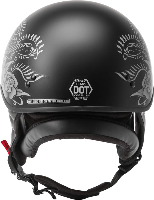 GMAX HH-65 Naked Motorcycle Street Half Helmet (Rose Matte Black/Silver, X-Small)