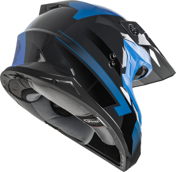 GMAX MX-86 Solid, Lightweight Full-Face Helmet for Motocross and Other Motor Sports (Dark Grey/Blue/Black, X-Small)