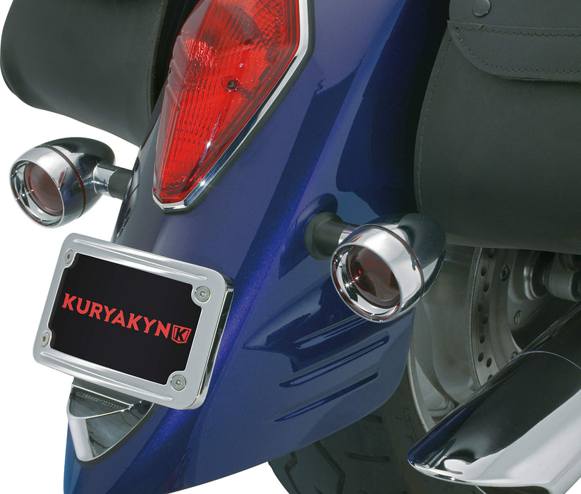 Kuryakyn Motorcycle Accessory: Curved Laydown License Plate Mount With Frame For Harley-Davidson, Honda Motorcycles And Custom Applications, Chrome 9171