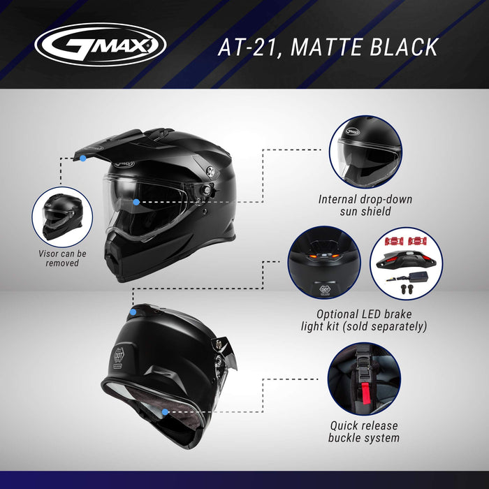 AT-21 Adventure Helmet Matte Black LG