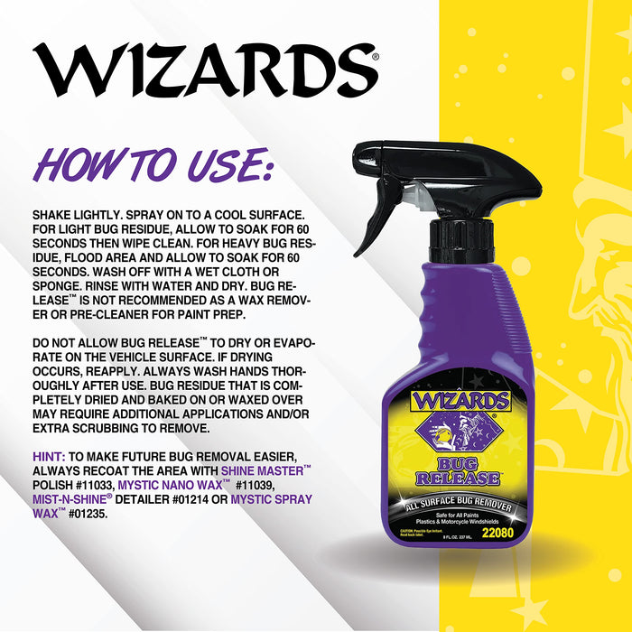 Wizards Presoak Bug Release for Motorcycles - Easy-to-Use Effective Dirt Removal Spray - Spot Cleaner for Motorcycles & All Surfaces - 8 fl oz