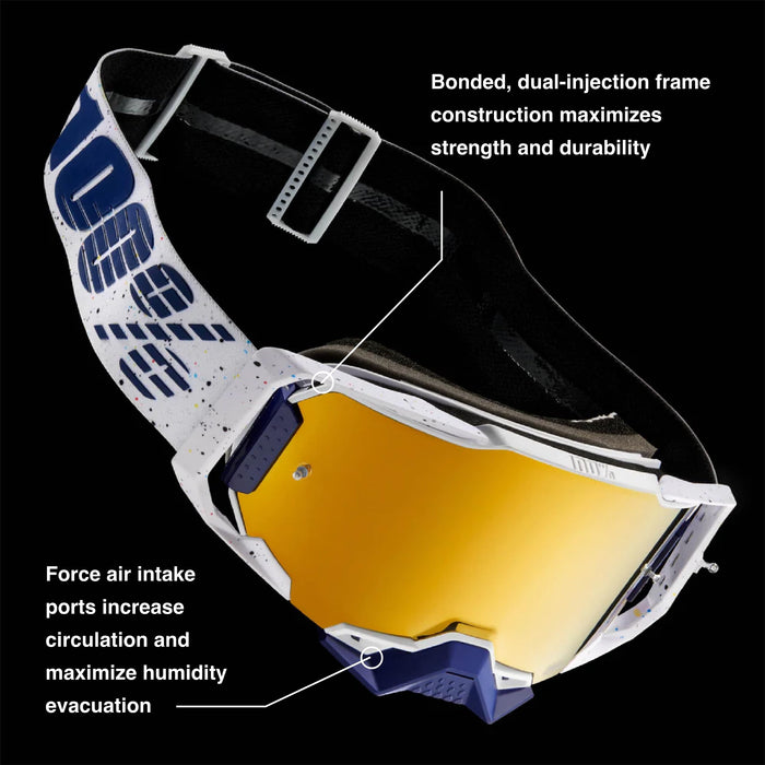 100% ARMEGA Premium Protective Sport Goggles with Ultra HD Lens & Nose Guard (Black - Mirror Silver Flash Lens)