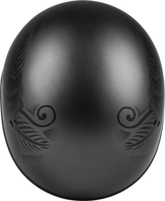 GMAX HH-65 Naked Motorcycle Street Half Helmet (Devotion Matte Black/Silver, X-Small)