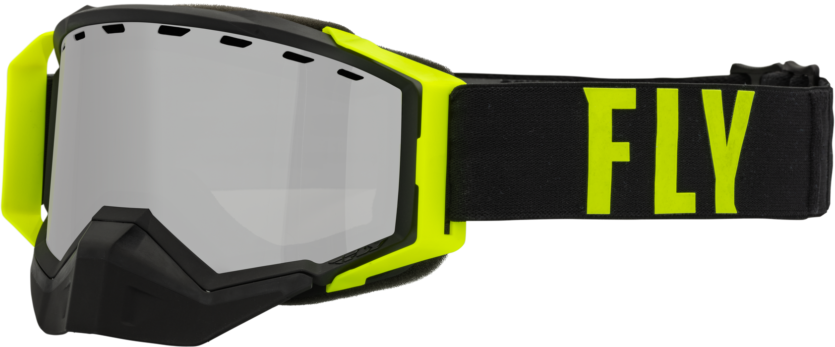 Fly Racing 2023 Zone Pro Snow Goggle (Black/Hi-Vis W/Silver Mirror/Polarized Smoke Lens, Adult)