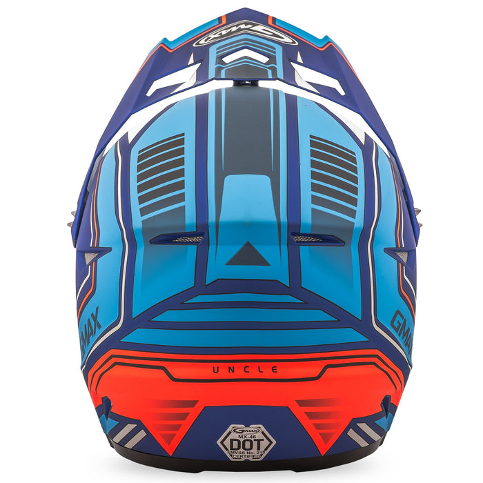 GMAX unisex-adult full-face-helmet-style Helmet (Mx46 Uncle) (Flat Blue/Hi-Vis Red, XX-Large)