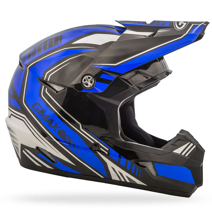 GMAX G3467216TC-2 unisex-adult full-face-helmet-style Helmet (Mx46 Uncle ) (Black/Blue, Large)