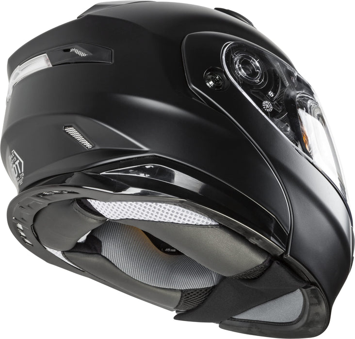 GMAX MD-01S, DOT Approved Modular Helmet, Electric Dual Lens Shield for Snow & Motor Sports, (Matte Black, X-Small)