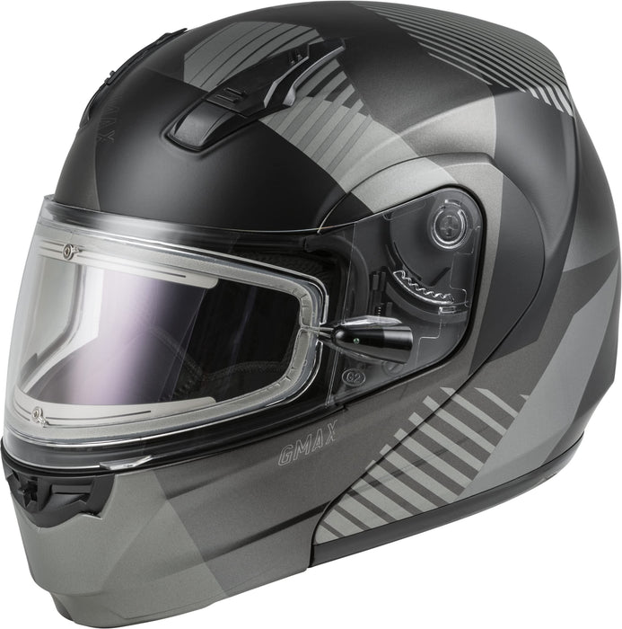 GMAX MD-04S Reserve, Lightweight Modular Helmet for Snow & Motor Sports, Comfortable Full-Face Protection (Matte Dark Silver/Black)