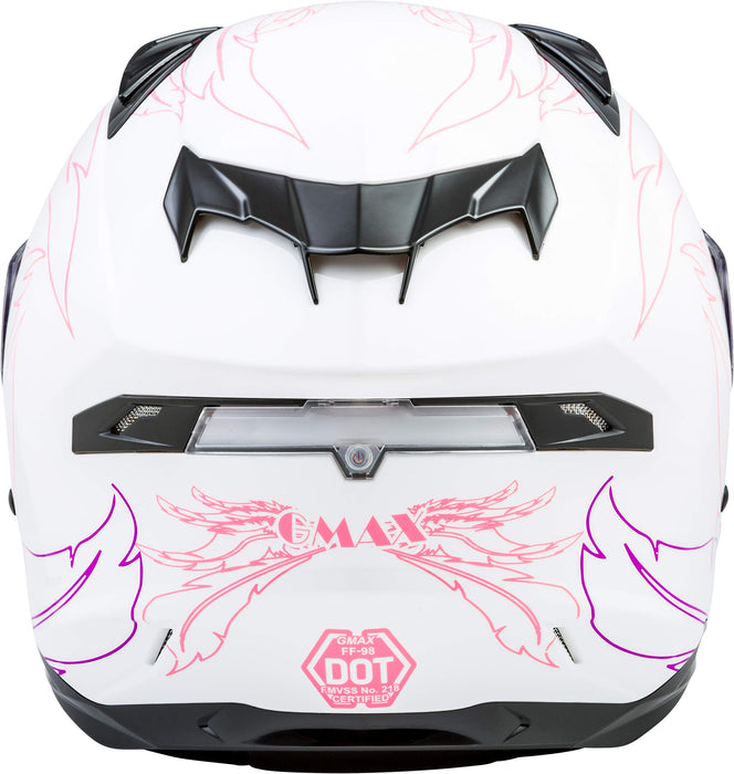 FF-98 Full-FACE Willow Helmet, Full-Face Motorcycle Helmet, DOT- and ECE- Approved for Street Riding and More (White/Pink, Small)