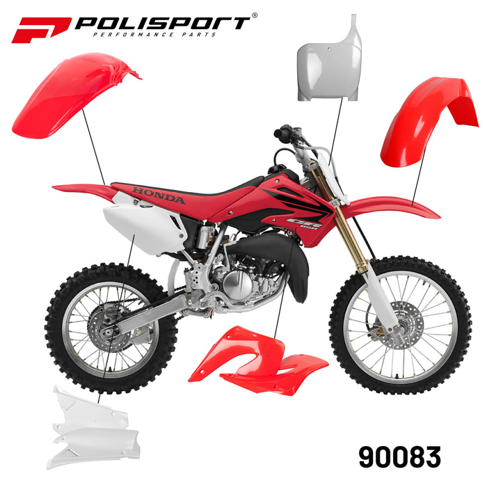 Polisport Full Plastic Kit for Honda CRF250R(04-05) OEM Quality Restyling Kit with Superior Fit, Flexibility, and Durability (Red/White)