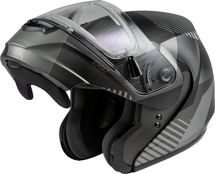 GMAX MD-04S Reserve, Lightweight Modular Helmet for Snow & Motor Sports, Comfortable Full-Face Protection (Matte Dark Silver/Black)