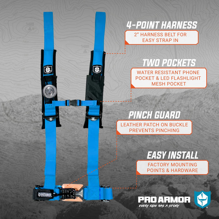 Pro Armor A114220VB Voodoo Blue 4-Point Harness 2" Straps