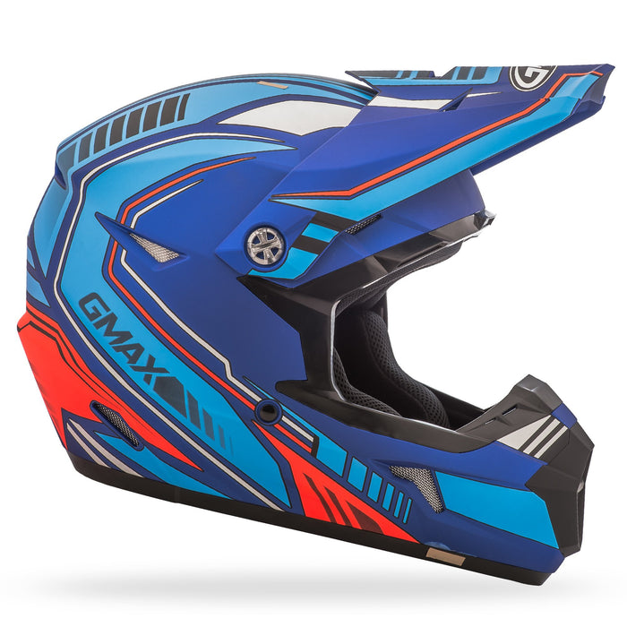 GMAX unisex-adult full-face-helmet-style Helmet (Mx46 Uncle) (Flat Blue/Hi-Vis Red, X-Small)