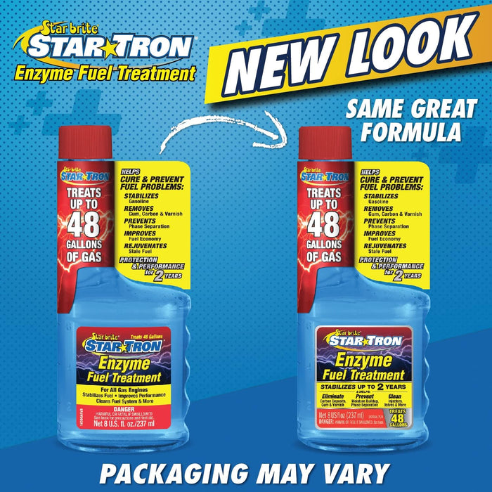 STAR BRITE Star Tron Enzyme Fuel Treatment, Small Engine Formula, 8 Fl Oz - Treats up to 48 Gals - Gas Additive Rejuvenates & Stabilizes Old Gasoline, Cures & Prevents Ethanol Problems (14308) , Blue