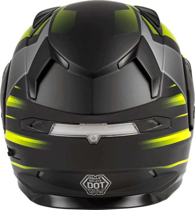 GMAX MD-01S Descendant, DOT Approved Modular Helmet, Dual Lens Shield for Snow & Motor Sports, (Matte Black/HI-VIS, Large)