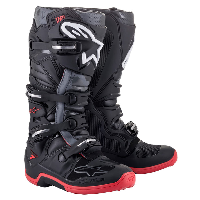 Alpinestars Tech 7 Boots Black/Cool Grey/Red Sz 14 (2012014-1153-14)