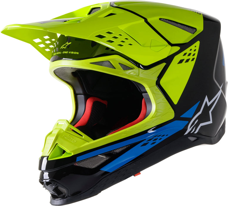 Alpinestars Supertech M8 Factory Helmet-Black/Yellow Fluo/Blue-L