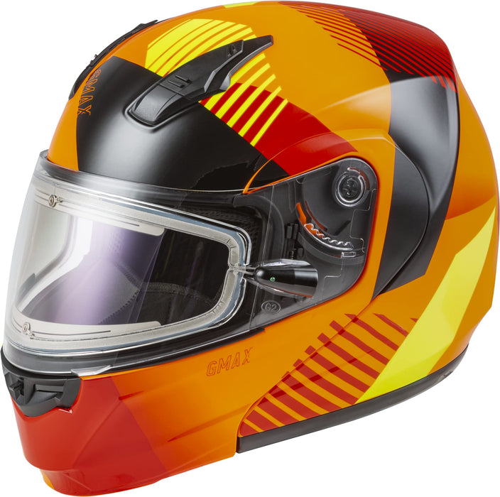 GMAX MD-04S Reserve, Lightweight Modular Helmet for Snow & Motor Sports, Comfortable Full-Face Protection (NEON Orange/HI-VIS)