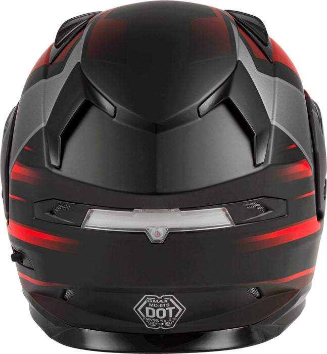 GMAX MD-01S Descendant, DOT Approved Modular Helmet, Dual Lens Shield for Snow & Motor Sports, (Matte Black/RED, X-Large)