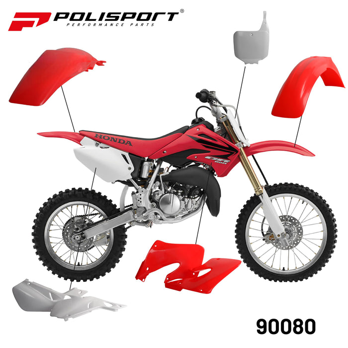 Polisport Full Plastic Kit for Honda CR125R(98-99) & CR250R(97-99) OEM Quality Restyling Kit with Superior Fit, Flexibility, and Durability (Red/White)