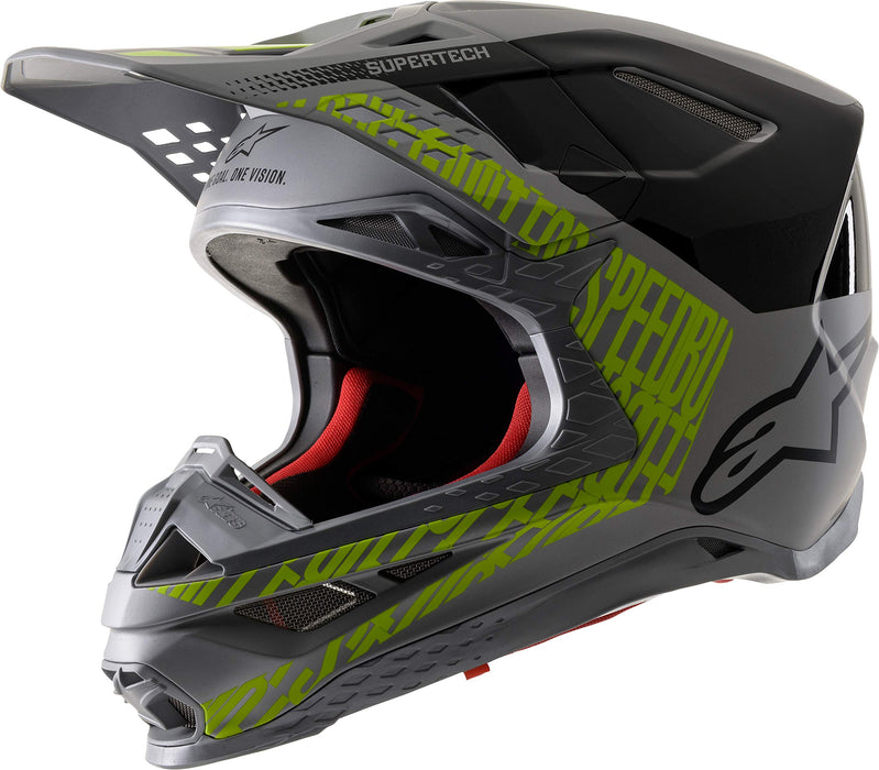 Alpinestars 8301319-1955-SM S.Tech S-M8 Triple Helmet Silver/Black/Yellow Fluo Sm