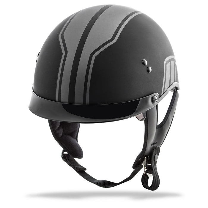 GMAX GM65 Mens Full Dress Half Face Motorcycle Street Helmet - Twin Flat Black/Silver X-Small