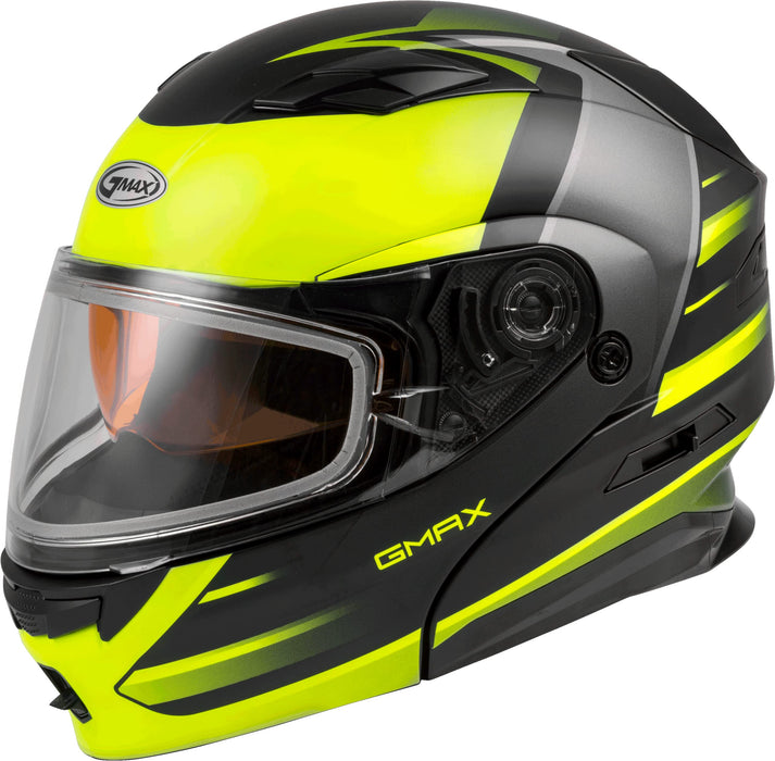 GMAX MD-01S Descendant, DOT Approved Modular Helmet, Dual Lens Shield for Snow & Motor Sports, (MATTE BLACK/HI-VIS, XXX-Large)