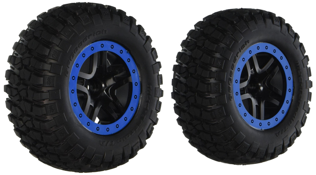 Traxxas 5885A KM2 Tires on Split-Spoke Black Wheels Slash Front 2-Piece