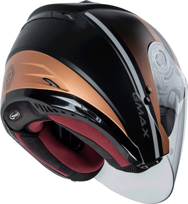 Gmax Of-77 Open-Face Reform Helmet Matte Black/Copper/Silver Md O1776385