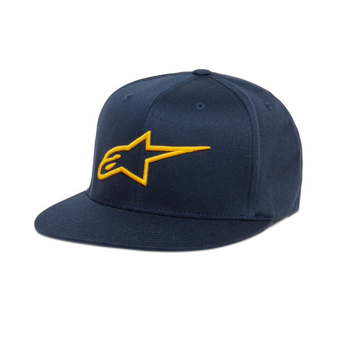 Alpinestars Standard Ageless Flatbill Hat, Navy/Gold, Small/Medium