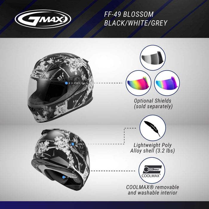 GMAX FF-49 Deflect DOT Approved Full Face Motorcycle Helmet for Men and Women