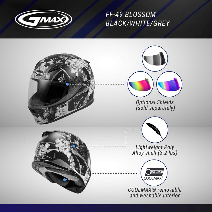 Gmax Ff-49 Deflect Dot Approved Full Face Motorcycle Helmet For Men And Women F1496077