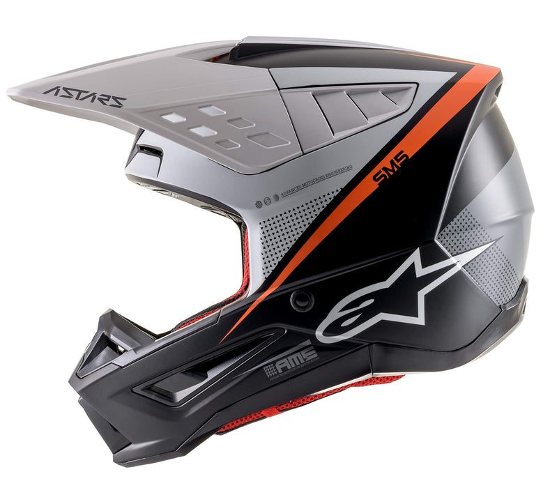 Alpinestars 83041211242-M S-M5 Rayon Helmet - Matte Blk/Wht/Orange Fluo (Medium)