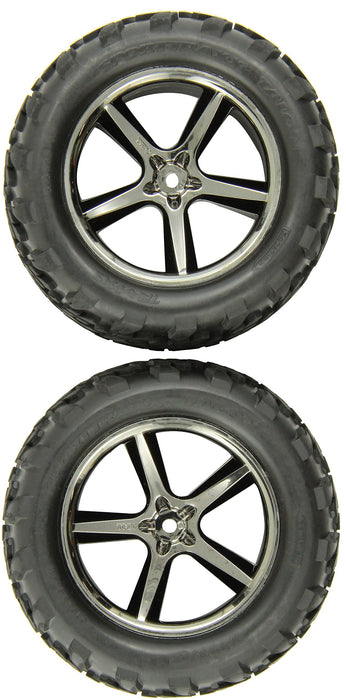 Traxxas 5374A Talon Tires Pre-Glued on Black-Chrome Gemini Wheel (pair)