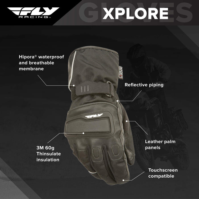 Fly Racing Xplore Gloves, Breathable, Waterproof, Touchscreen-Compatible Motorcycle Gloves (Black 2X, Xx-Large) #5884 476-2060~6