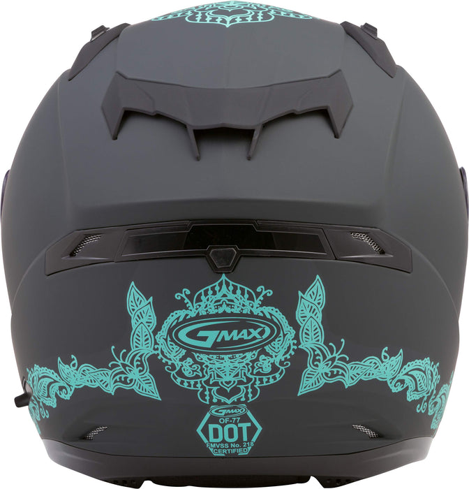 Gmax OF-77 Open Face Eternal Helmet Matte Black Teal size Large