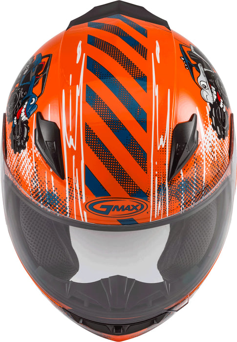 GMAX GM-49Y Beasts, Youth Full-Face Helmet, DOT Approved for Motorcycles, ATVs, Dirt Bikes and More (Orange/Blue/Grey)