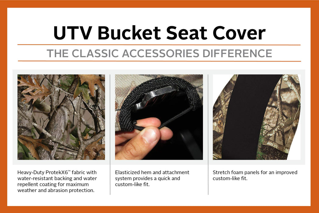 Classic Accessories Quadgear Utv Bucket Seat Covers, Fits Yamaha Rhino (2015 Models And Older), Camo 18-145-016003-00