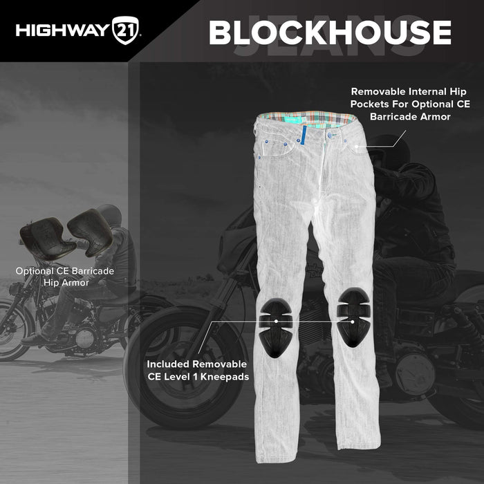 Highway 21 Men's Motorcycle Blockhouse Jeans (Black, US 32 Tall)