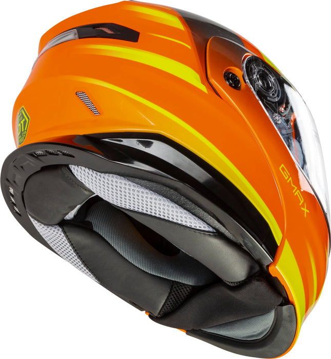 GMAX MD-01S Descendant, DOT Approved Modular Helmet, Electric Dual Lens Shield for Snow & Motor Sports, (NEON ORANGE/HI-VIS, X-Large)