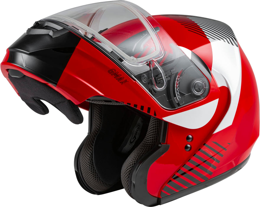 GMAX MD-04S Reserve, Lightweight Modular Helmet for Snow & Motor Sports, Comfortable Full-Face Protection (RED/Silver/Black)